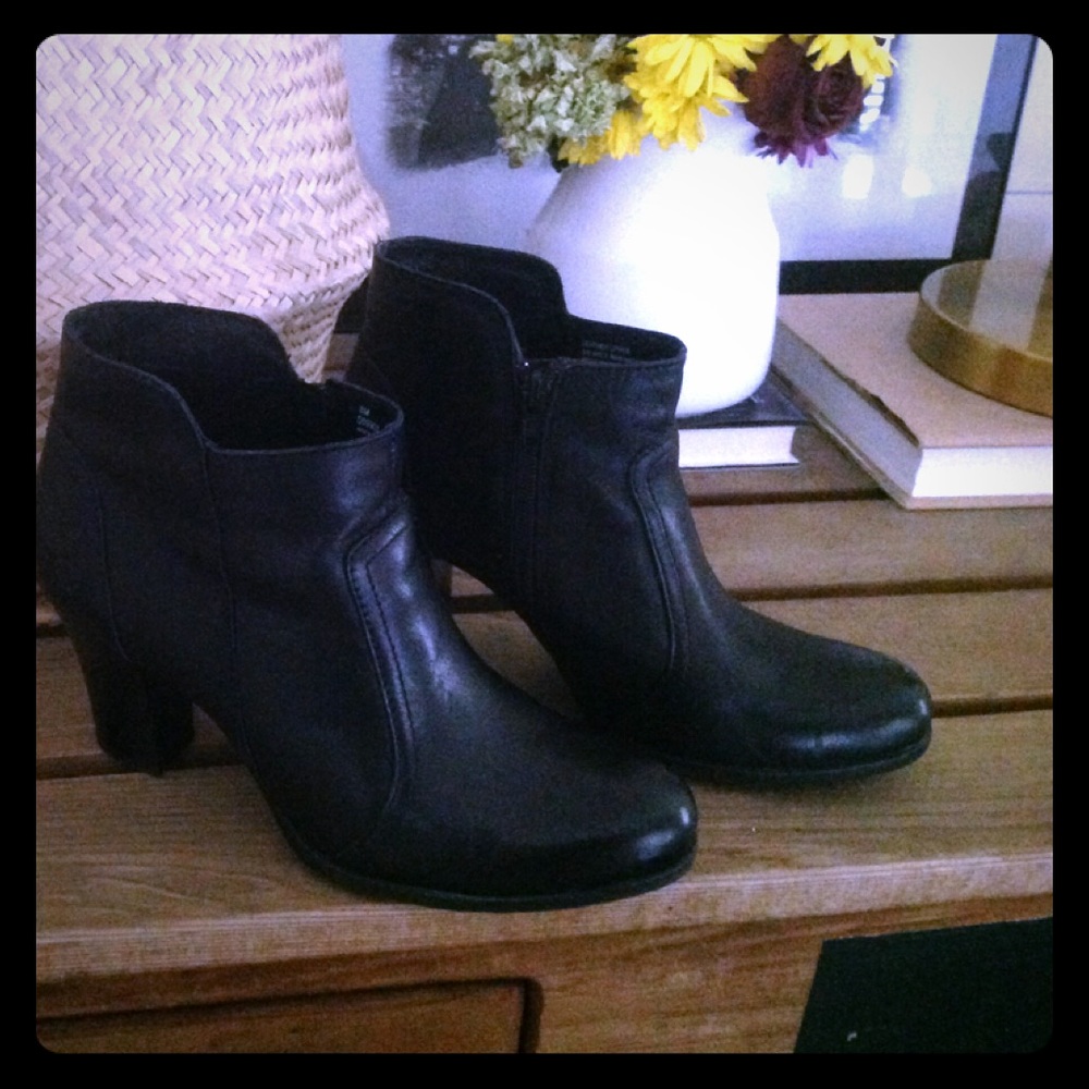 Born Black Leather Booties/ Ankle Boots